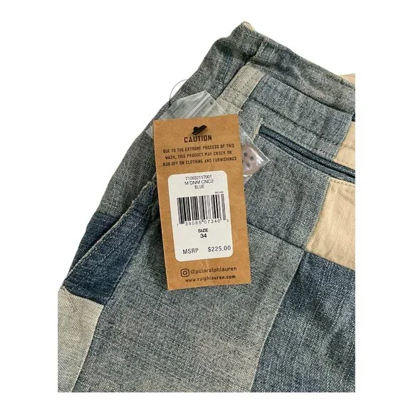 Polo Ralph Lauren Blue Patchwork 8" Inseam Shorts Mens SZ 34 NWT $225 MSRP - Picture 4 of 8